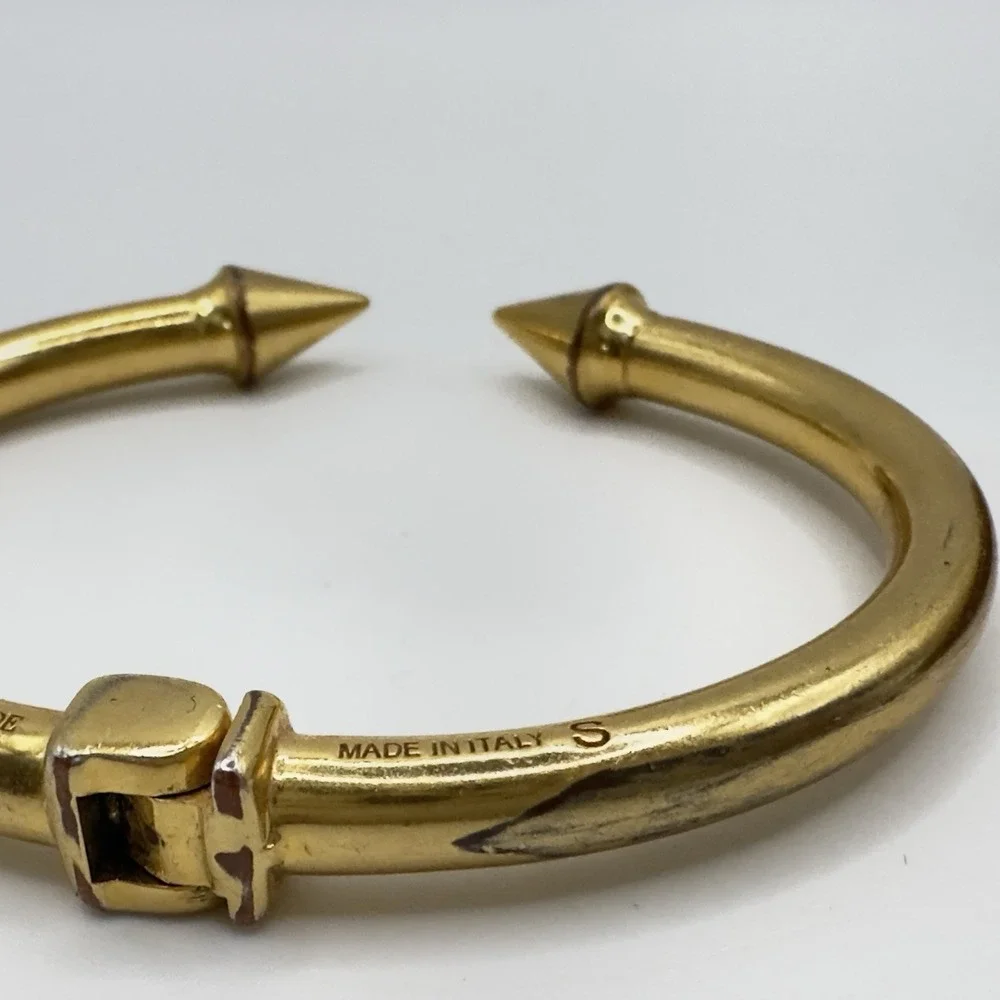 Vita Fede Mini Titan Cuff Bracelet Gold Tone Spike Hinged Bangle Sz S Italy